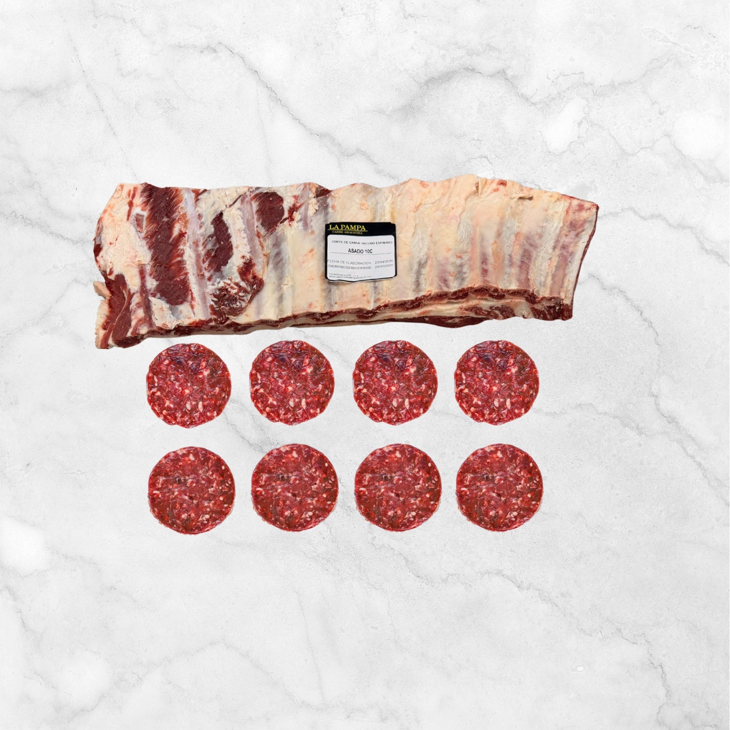 Asado 6 Costillas (5kg) + Hamburguesas de Asado (3kg)